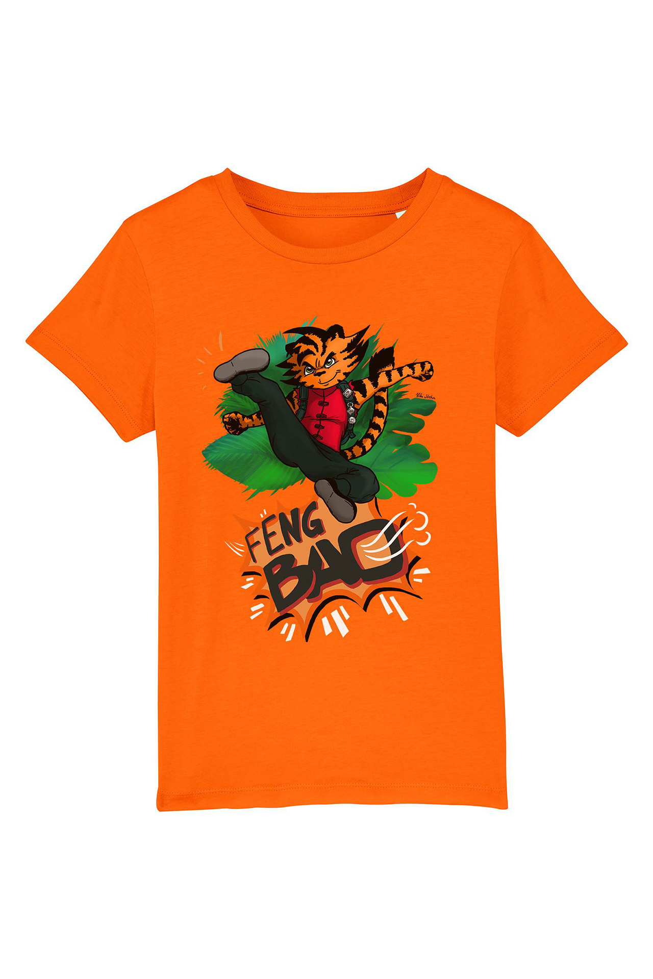 fengbao kung fu hu der tiger kids shirt bright orange vorne